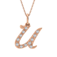 Load image into Gallery viewer, Diamond 1/8 Ct.Tw. Letter U Pendant in 10K Rose Gold