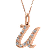 Load image into Gallery viewer, Diamond 1/8 Ct.Tw. Letter U Pendant in 10K Rose Gold