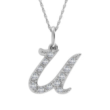 Cargar imagen en el visor de la galería, Diamond 1/8 Ct.Tw. Letter U Pendant in 10K White Gold