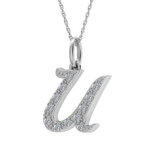 Load image into Gallery viewer, Diamond 1/8 Ct.Tw. Letter U Pendant in 10K White Gold