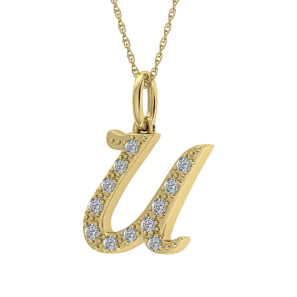 Diamond 1/8 Ct.Tw. Letter U Pendant in 10K Yellow Gold