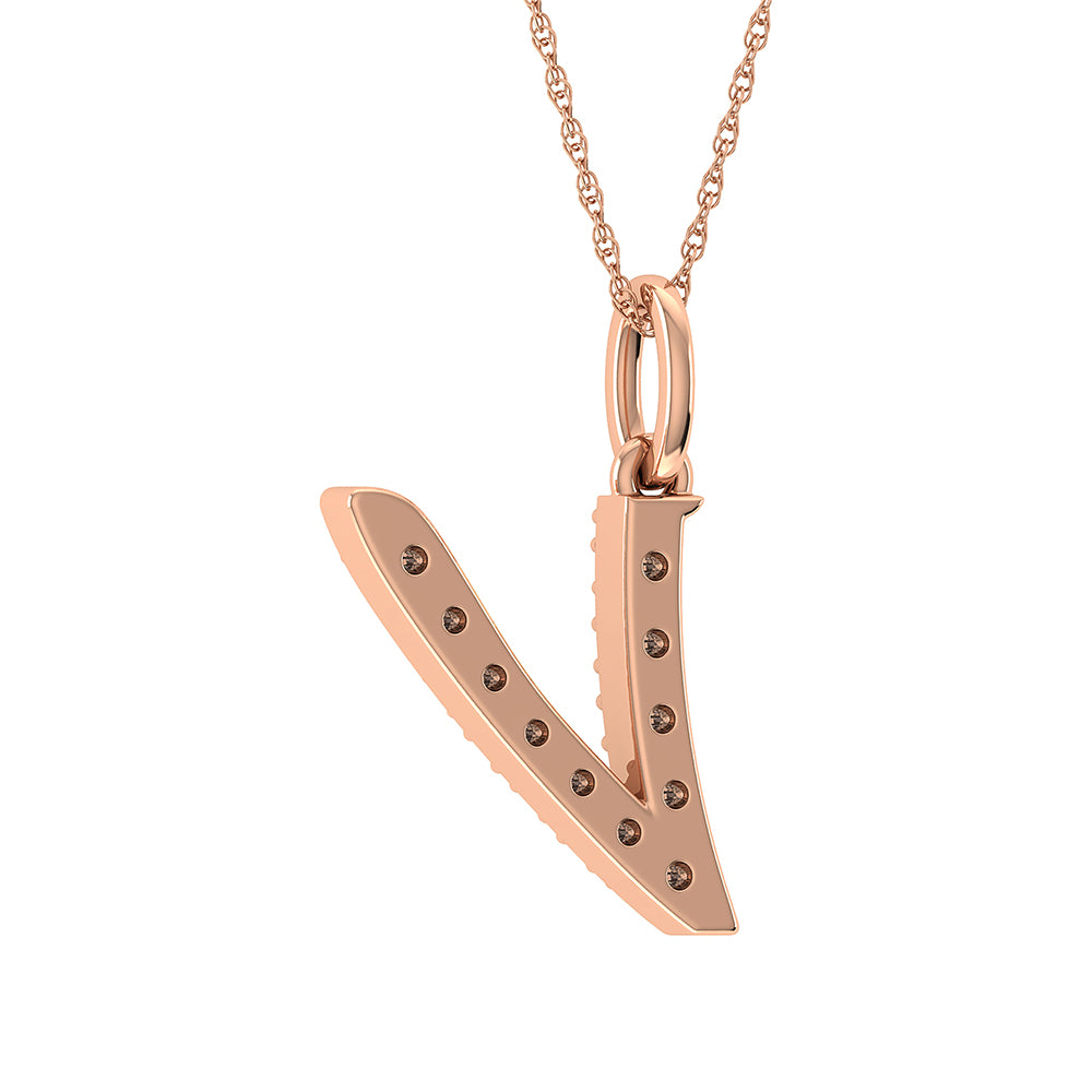 Diamond 1/8 Ct.Tw. Letter V Pendant in 10K Rose Gold