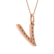 Load image into Gallery viewer, Diamond 1/8 Ct.Tw. Letter V Pendant in 10K Rose Gold