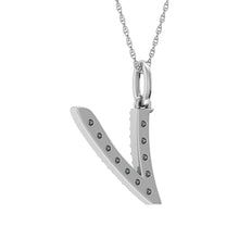 Load image into Gallery viewer, Diamond 1/8 Ct.Tw. Letter V Pendant in 10K White Gold