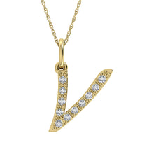 Load image into Gallery viewer, Diamond 1/8 Ct.Tw. Letter V Pendant in 10K Yellow Gold