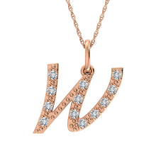 Cargar imagen en el visor de la galería, Diamond 1/8 Ct.Tw. Letter W Pendant in 10K Rose Gold