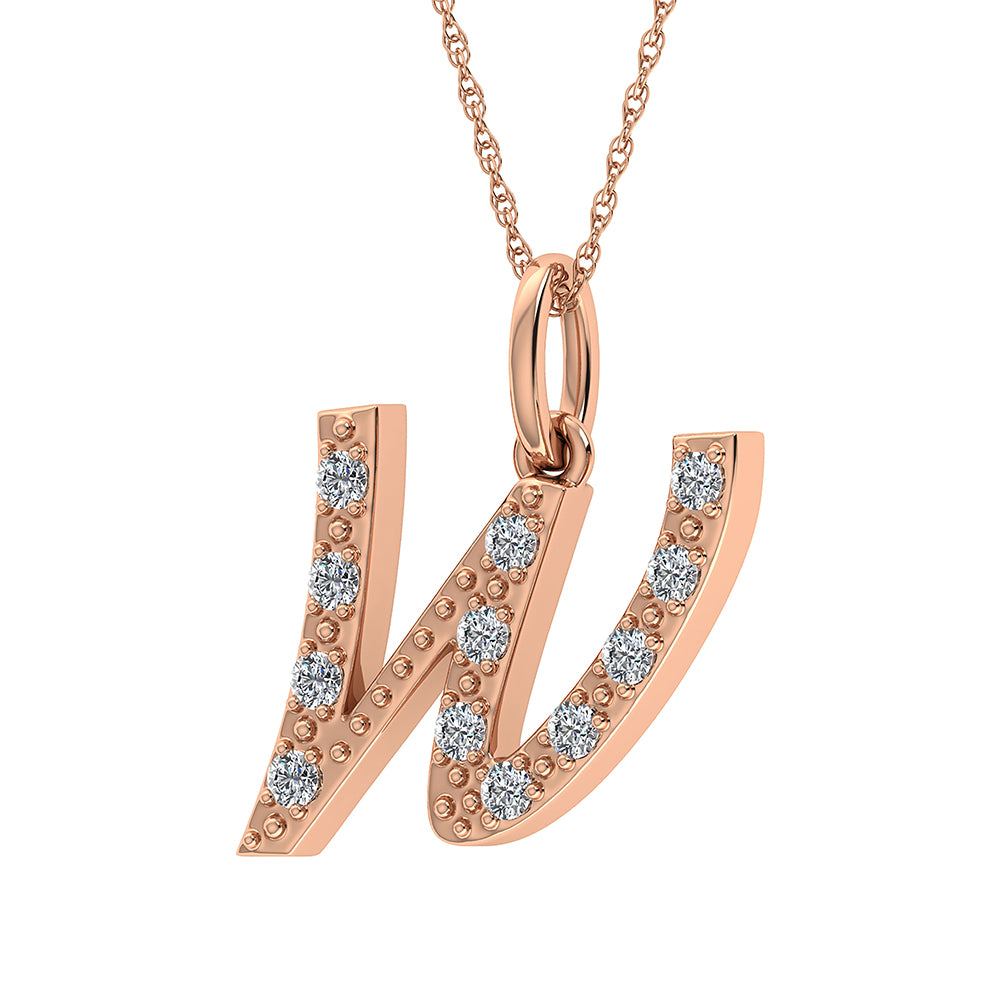 Diamond 1/8 Ct.Tw. Letter W Pendant in 10K Rose Gold