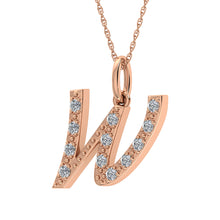 Load image into Gallery viewer, Diamond 1/8 Ct.Tw. Letter W Pendant in 10K Rose Gold