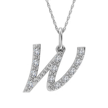 Cargar imagen en el visor de la galería, Diamond 1/8 Ct.Tw. Letter W Pendant in 10K White Gold