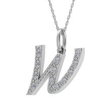 Load image into Gallery viewer, Diamond 1/8 Ct.Tw. Letter W Pendant in 10K White Gold