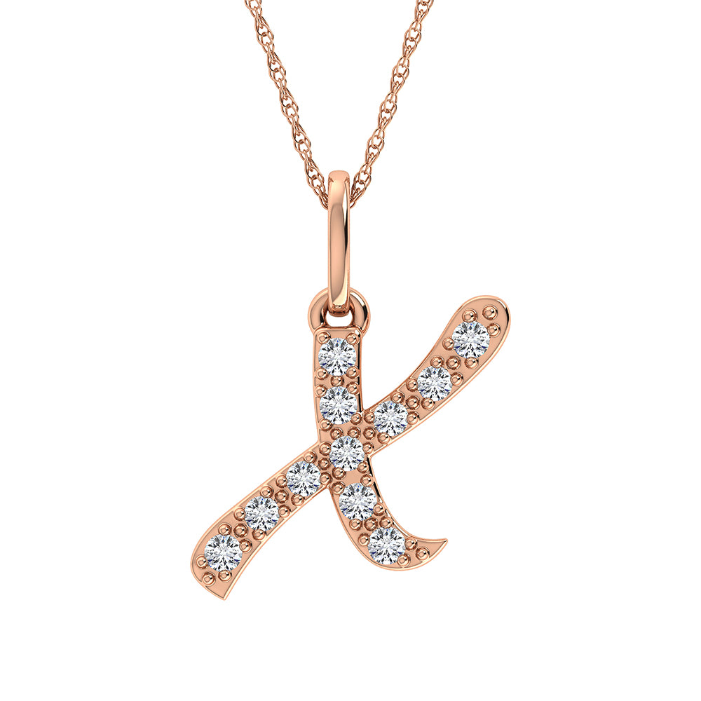 Diamond 1/8 Ct.Tw. Letter X Pendant in 10K Rose Gold