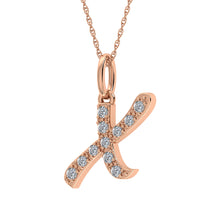 Load image into Gallery viewer, Diamond 1/8 Ct.Tw. Letter X Pendant in 10K Rose Gold