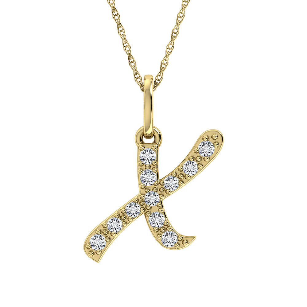 Diamond 1/8 Ct.Tw. Letter X Pendant in 10K Yellow Gold