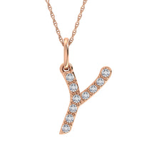 Cargar imagen en el visor de la galería, Diamond 1/8 Ct.Tw. Letter Y Pendant in 10K Rose Gold