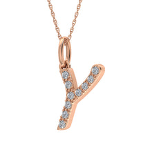 Cargar imagen en el visor de la galería, Diamond 1/8 Ct.Tw. Letter Y Pendant in 10K Rose Gold