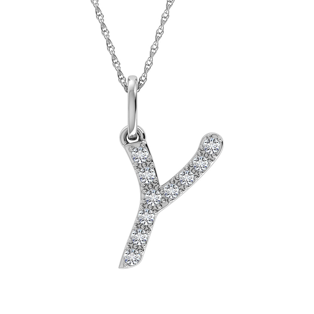 Diamond 1/8 Ct.Tw. Letter Y Pendant in 10K White Gold