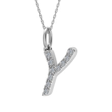 Load image into Gallery viewer, Diamond 1/8 Ct.Tw. Letter Y Pendant in 10K White Gold