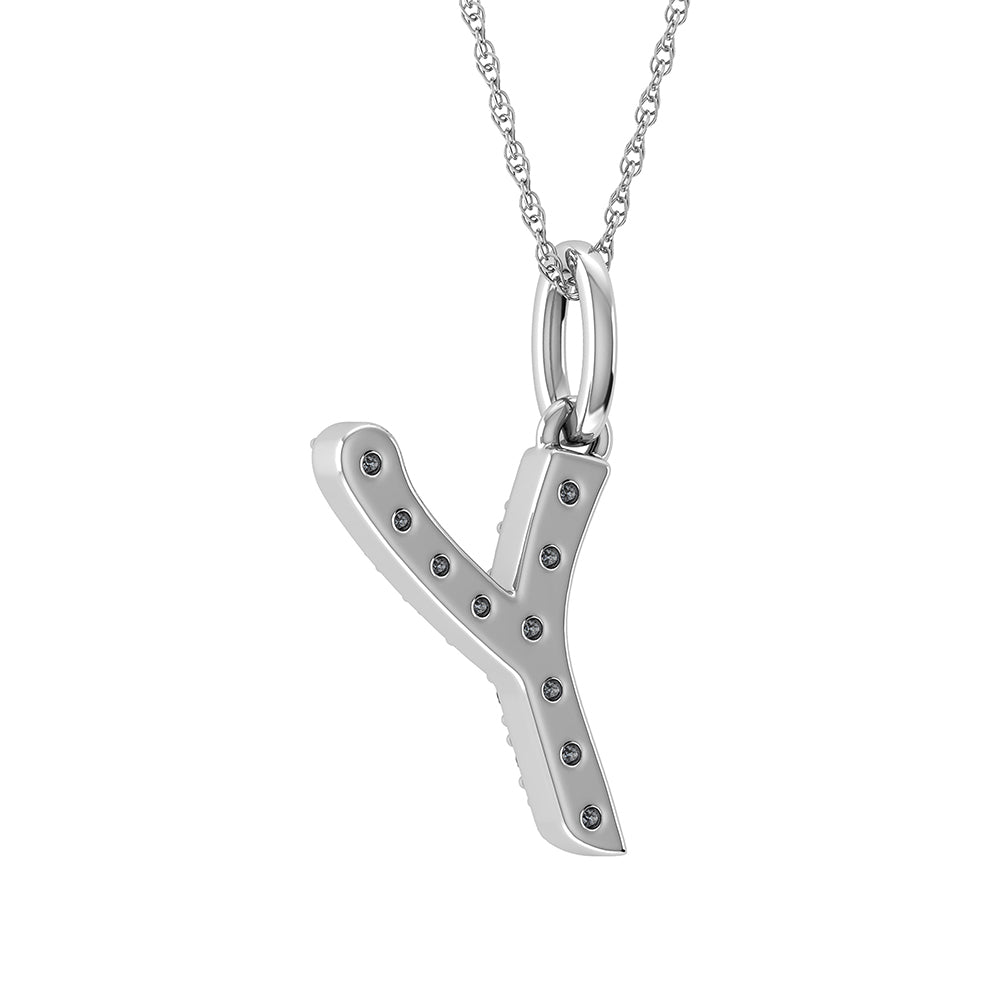 Diamond 1/8 Ct.Tw. Letter Y Pendant in 10K White Gold