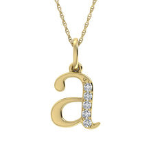 Load image into Gallery viewer, Diamond 1/20 Ct.Tw. Letter A Pendant in 10K Yellow Gold