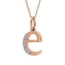 Load image into Gallery viewer, Diamond 1/20 Ct.Tw. Letter E Pendant in 10K Rose Gold