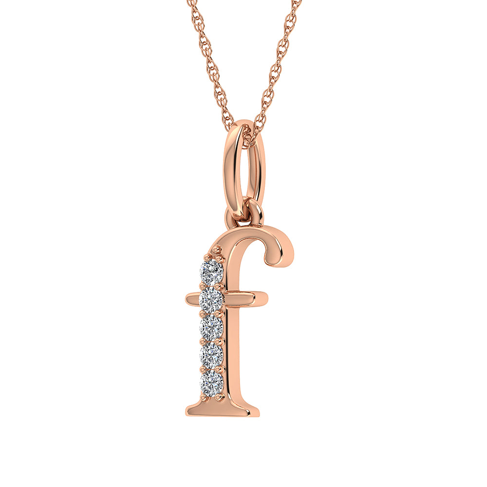 Diamond 1/20 Ct.Tw. Letter F Pendant in 10K Rose Gold