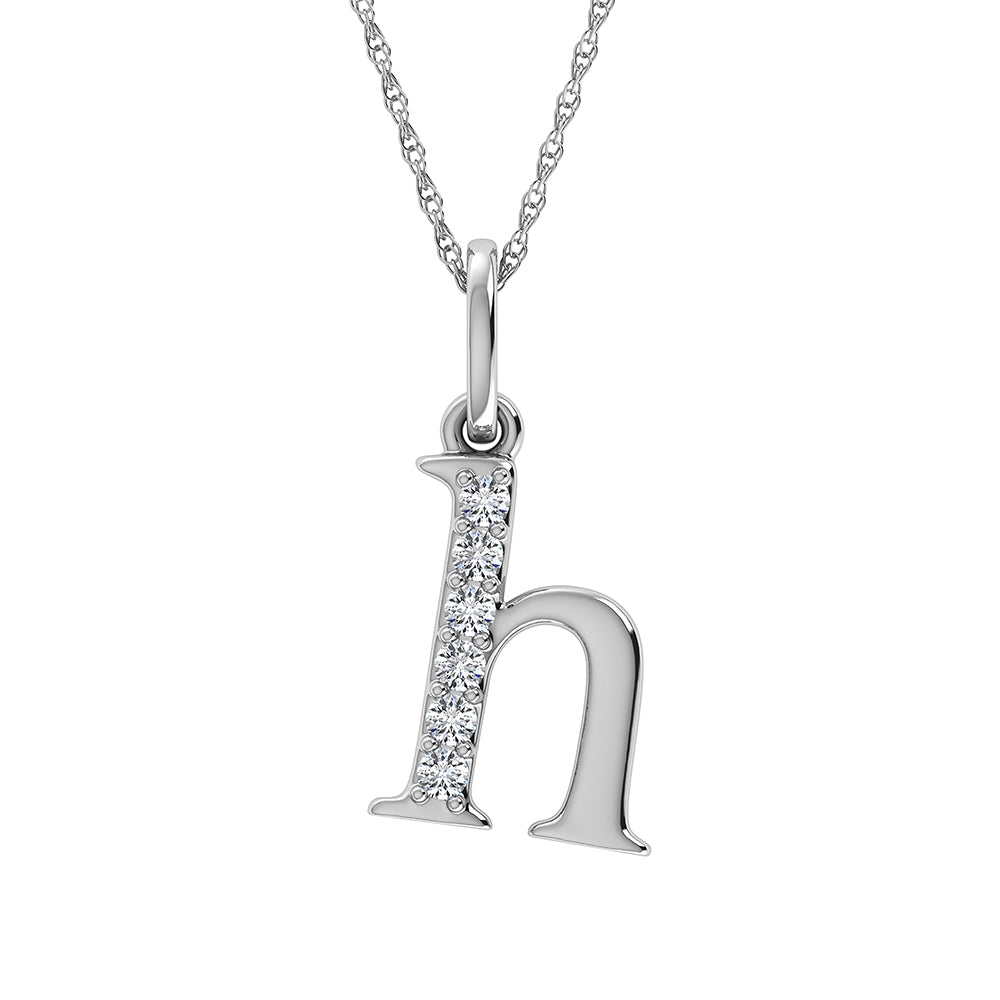 Diamond 1/20 Ct.Tw. Letter H Pendant in 10K White Gold