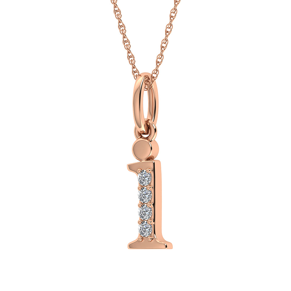 Diamond 1/20 Ct.Tw. Letter I Pendant in 10K Rose Gold