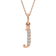 Load image into Gallery viewer, Diamond 1/20 Ct.Tw. Letter J Pendant in 10K Rose Gold