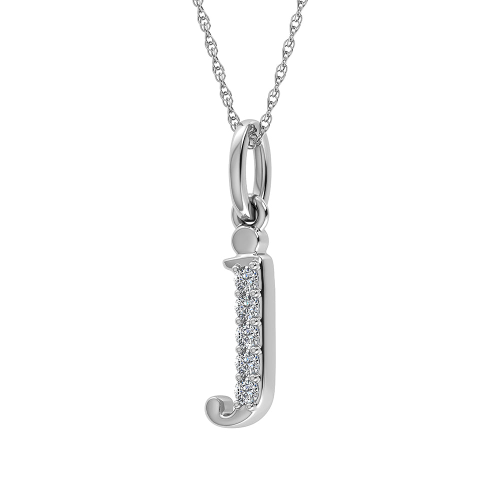 Diamond 1/20 Ct.Tw. Letter J Pendant in 10K White Gold