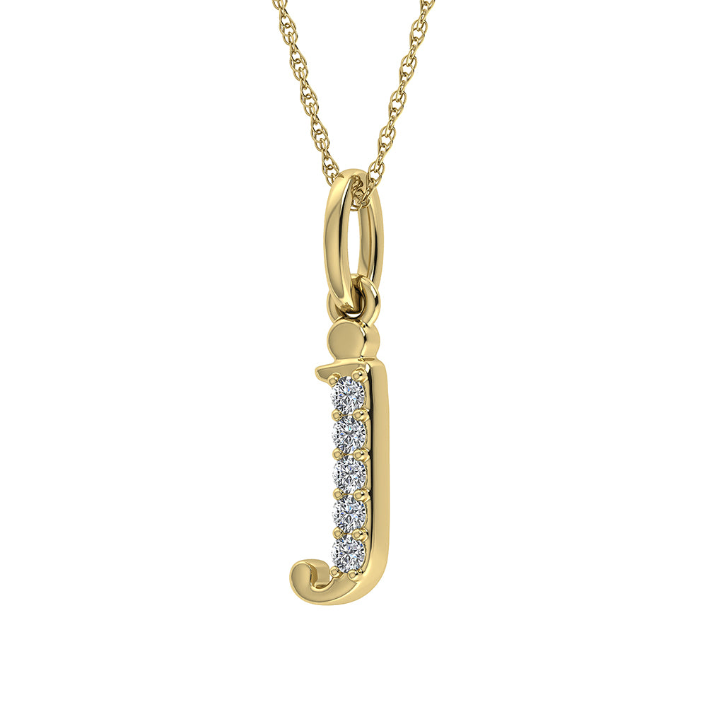 Diamond 1/20 Ct.Tw. Letter J Pendant in 10K Yellow Gold