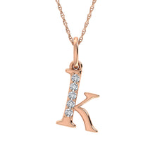 Load image into Gallery viewer, Diamond 1/20 Ct.Tw. Letter K Pendant in 10K Rose Gold