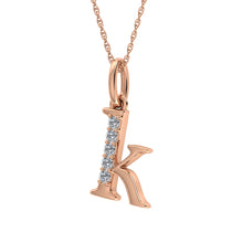 Cargar imagen en el visor de la galería, Diamond 1/20 Ct.Tw. Letter K Pendant in 10K Rose Gold