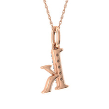 Load image into Gallery viewer, Diamond 1/20 Ct.Tw. Letter K Pendant in 10K Rose Gold