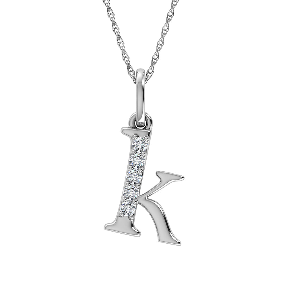 Diamond 1/20 Ct.Tw. Letter K Pendant in 10K White Gold