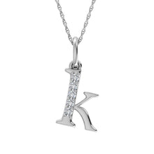 Load image into Gallery viewer, Diamond 1/20 Ct.Tw. Letter K Pendant in 10K White Gold