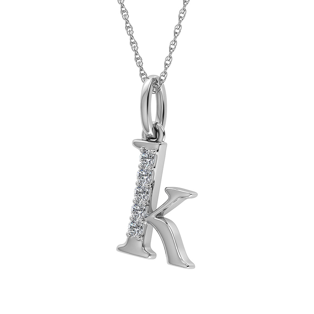 Diamond 1/20 Ct.Tw. Letter K Pendant in 10K White Gold