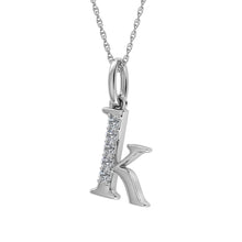 Cargar imagen en el visor de la galería, Diamond 1/20 Ct.Tw. Letter K Pendant in 10K White Gold