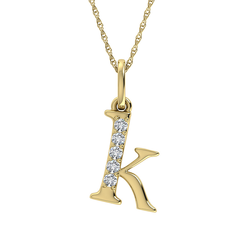 Diamond 1/20 Ct.Tw. Letter K Pendant in 10K Yellow Gold