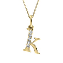 Load image into Gallery viewer, Diamond 1/20 Ct.Tw. Letter K Pendant in 10K Yellow Gold