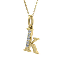 Load image into Gallery viewer, Diamond 1/20 Ct.Tw. Letter K Pendant in 10K Yellow Gold