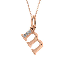 Load image into Gallery viewer, Diamond 1/20 Ct.Tw. Letter M Pendant in 10K Rose Gold