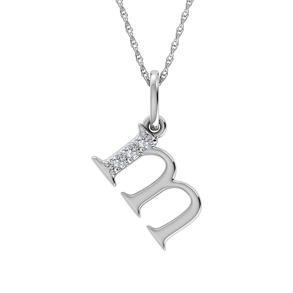 Diamond 1/20 Ct.Tw. Letter M Pendant in 10K White Gold