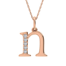 Load image into Gallery viewer, Diamond 1/20 Ct.Tw. Letter N Pendant in 10K Rose Gold