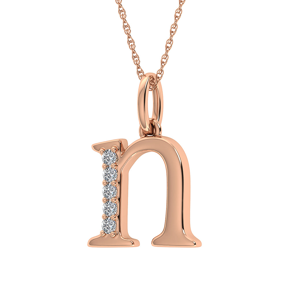 Diamond 1/20 Ct.Tw. Letter N Pendant in 10K Rose Gold