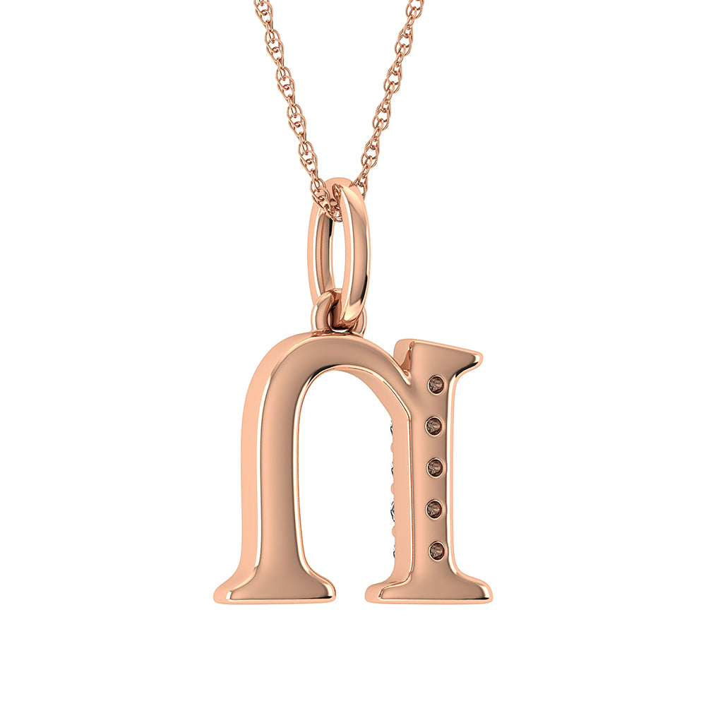 Diamond 1/20 Ct.Tw. Letter N Pendant in 10K Rose Gold