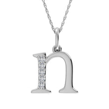 Load image into Gallery viewer, Diamond 1/20 Ct.Tw. Letter N Pendant in 10K White Gold