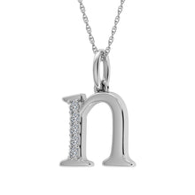 Load image into Gallery viewer, Diamond 1/20 Ct.Tw. Letter N Pendant in 10K White Gold