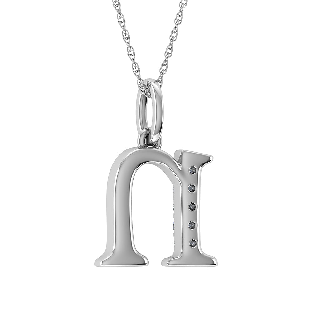 Diamond 1/20 Ct.Tw. Letter N Pendant in 10K White Gold