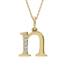 Load image into Gallery viewer, Diamond 1/20 Ct.Tw. Letter N Pendant in 10K Yellow Gold