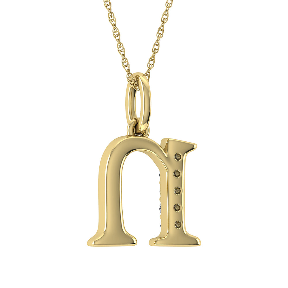 Diamond 1/20 Ct.Tw. Letter N Pendant in 10K Yellow Gold